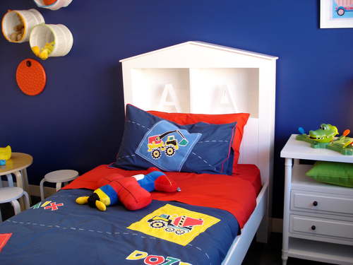Vibrant blue boys bedroom