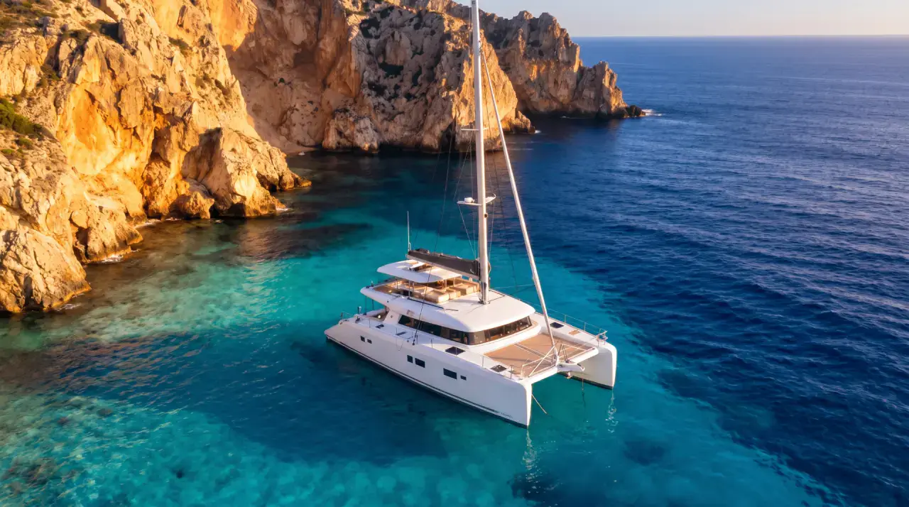 Yacht vor der Kreideküste Rügens
